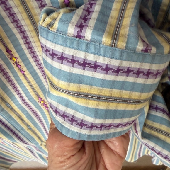 Robert Graham Longsleeve Shirt: Lavendar, Yellow, Blue - Picture 6 of 7